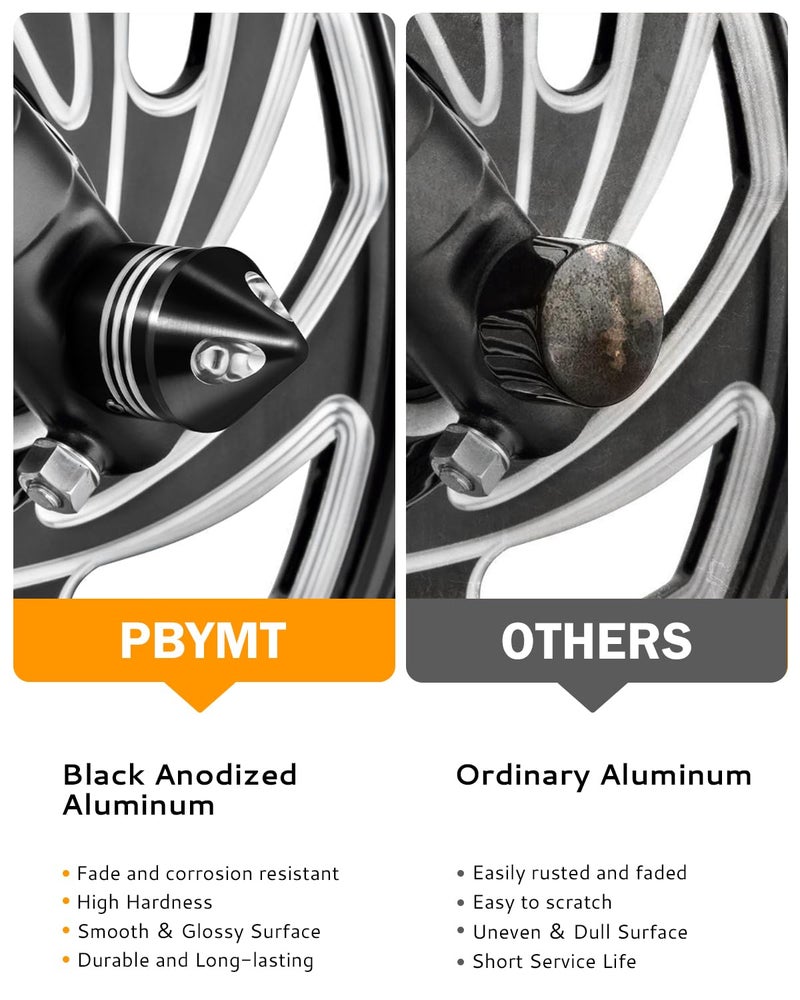 PBYMT Black Front Axle Nut Cover Cap CNC Aluminum Compatible for Harley Davidson Softail Touring Road King Street Glide Electra Glide Iron 883 Fat Boy 2002-2024 - Image 2